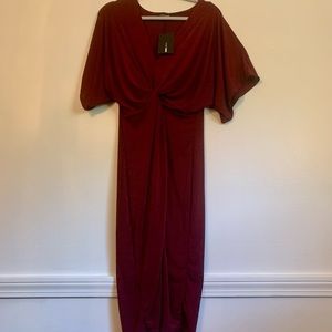 Midi Knot Dress - Burgundy Size 1X